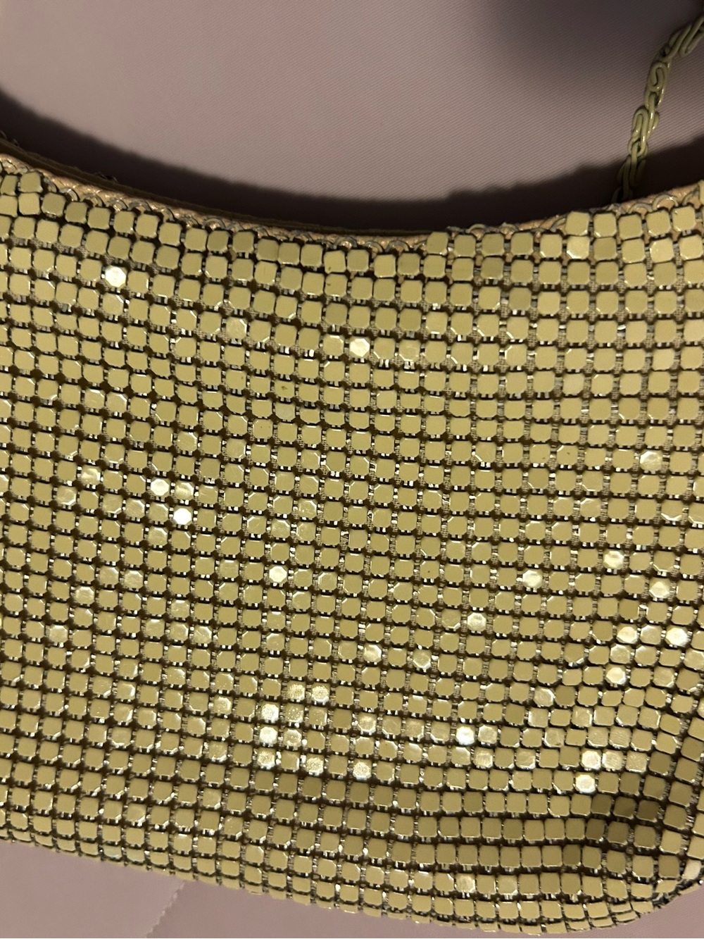 Vintage 70’s/80’s Metal Chainmail Gold Mesh Evening Clutch w Shoulder Strap